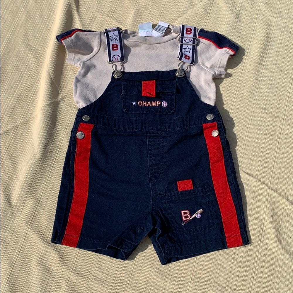 Green Dog boys baseball cotton overall set 18 mths
